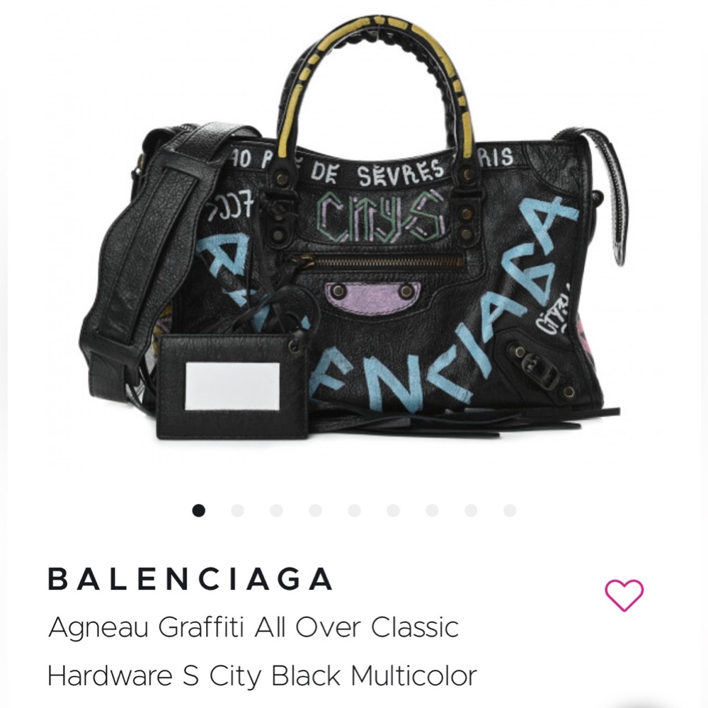 Balenciaga Agneau Graffiti All Over Classic Hardware S City Black MultiColor